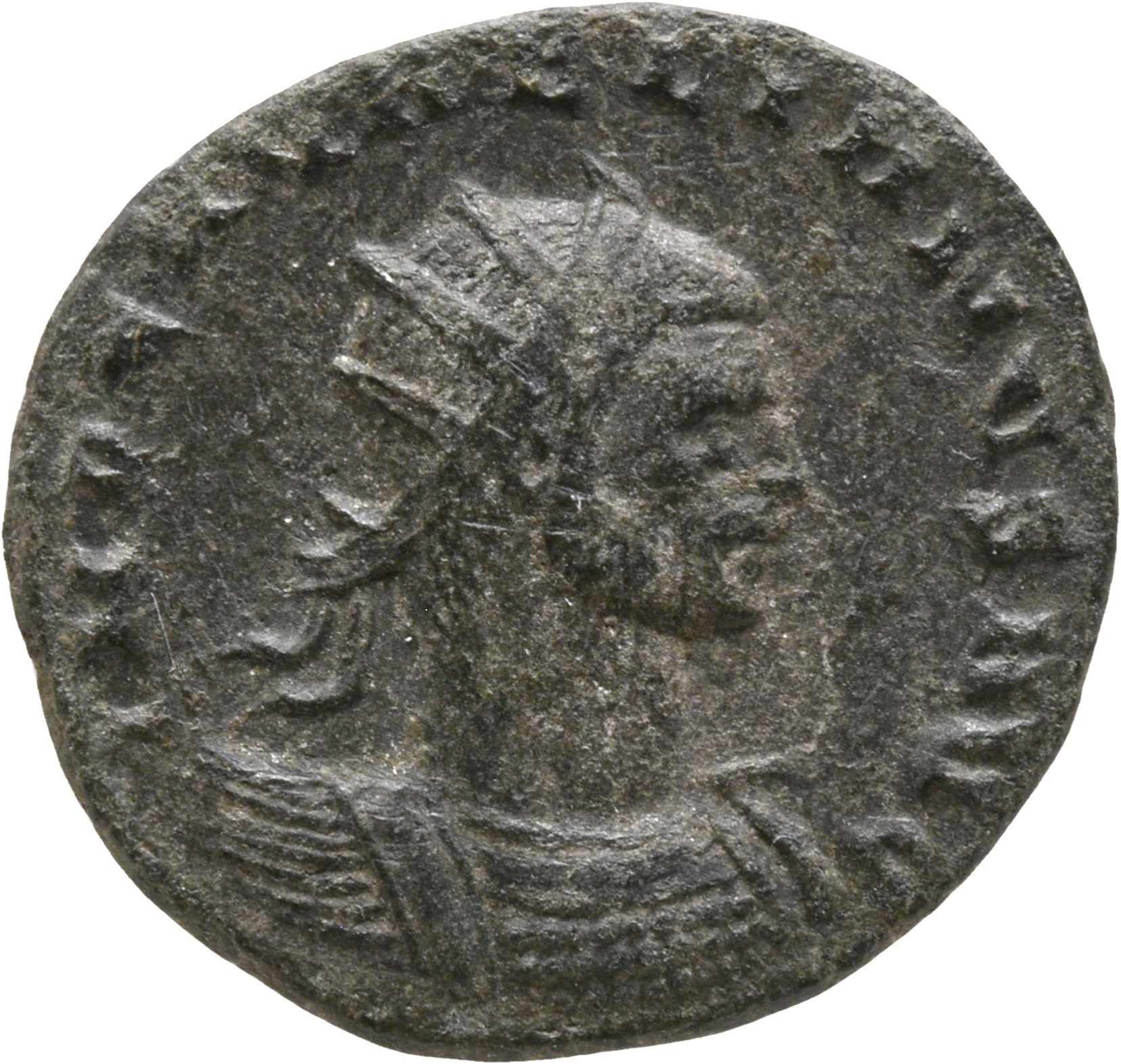 RIC V Aurelian 360 Aurelian obverse — Bust of Aurelian, radiate, draped, right or bust of Aurelian, radiate, cuirassed, right