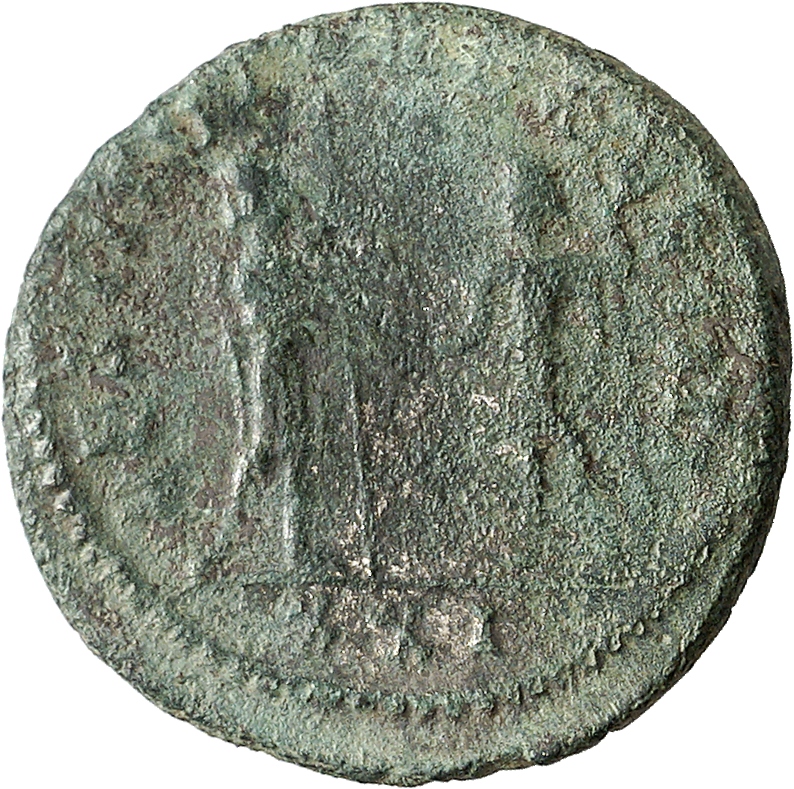 RIC V Aurelian 366 Aurelian reverse, Mars, helmeted, in military attire, standing right, holding spear; Aurelian, standing...