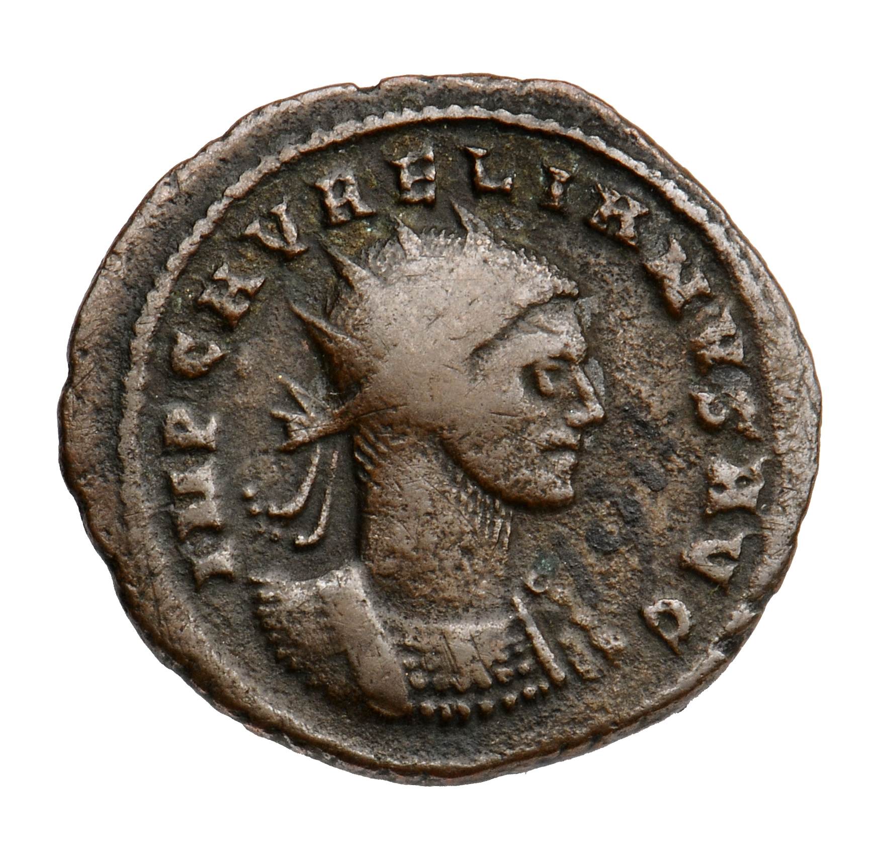 RIC V Aurelian 368 Aurelian obverse, Bust of Aurelian, radiate, cuirassed, right