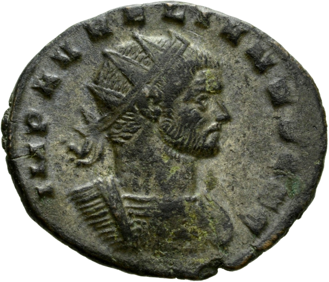 RIC V Aurelian 405 Aurelian obverse, Bust of Aurelian, radiate, cuirassed, right