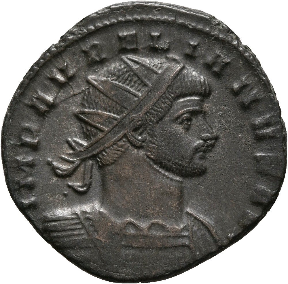 RIC V Aurelian 407 Aurelian obverse, Bust of Aurelian, radiate, cuirassed, right
