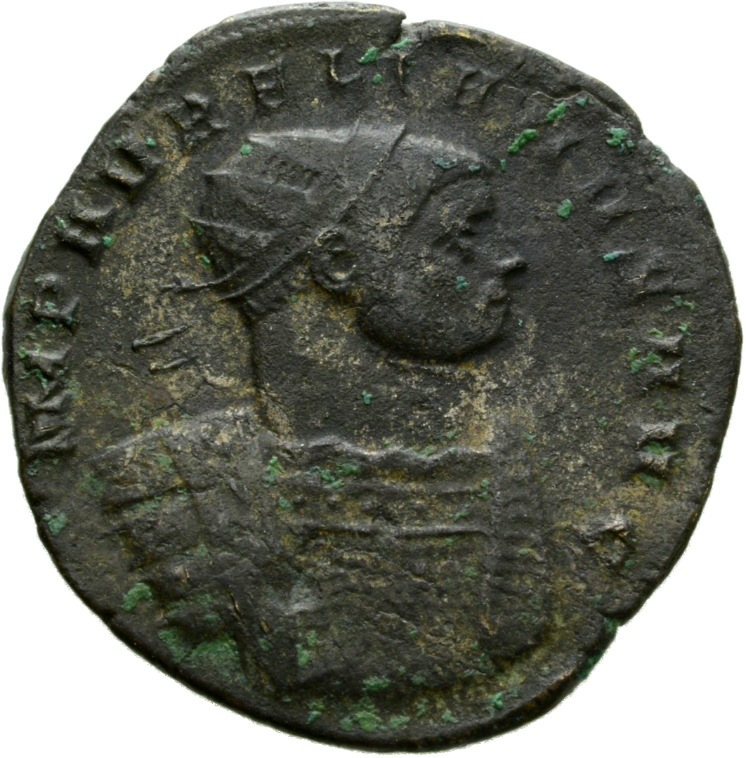 RIC V Aurelian 53 Aurelian obverse, Bust of Aurelian, radiate, cuirassed, right
