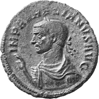 RIC V Aurelian 81 Aurelian obverse, Bust of Aurelian, laureate, draped to waist, left, raising right hand