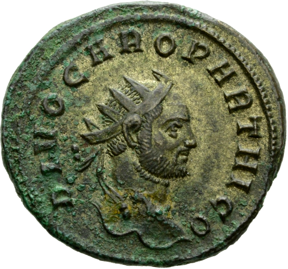 RIC V Carus 111 Carus obverse, Head of Carus, radiate, right