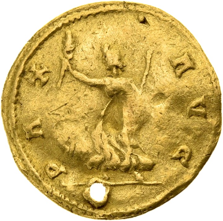 RIC V Carus 115 Carus reverse, Pax, draped, walking left, holding olive-branch in right hand and sceptre in left hand