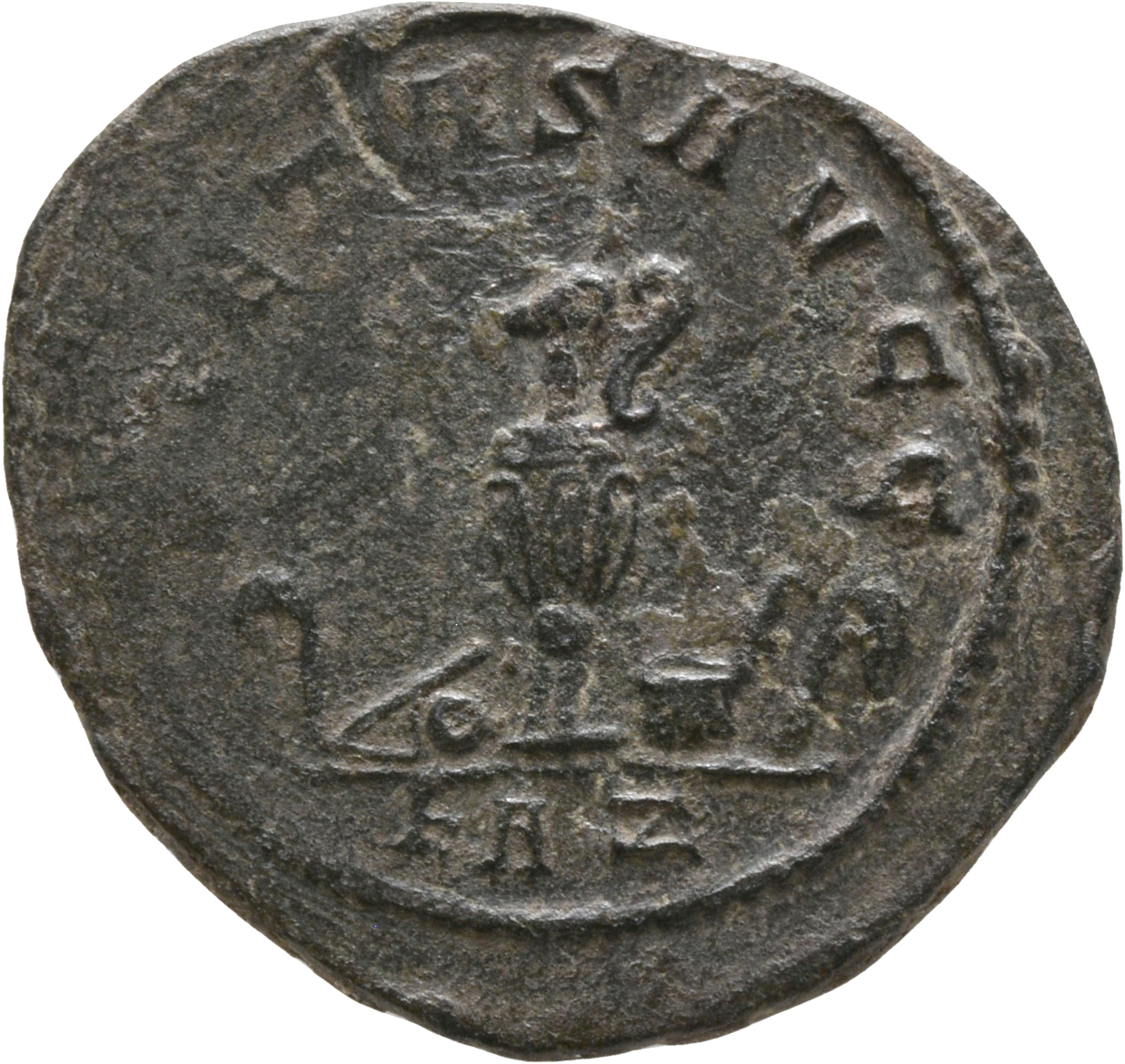 RIC V Carus 156 Carus reverse, Pontifical instruments, variously arranged