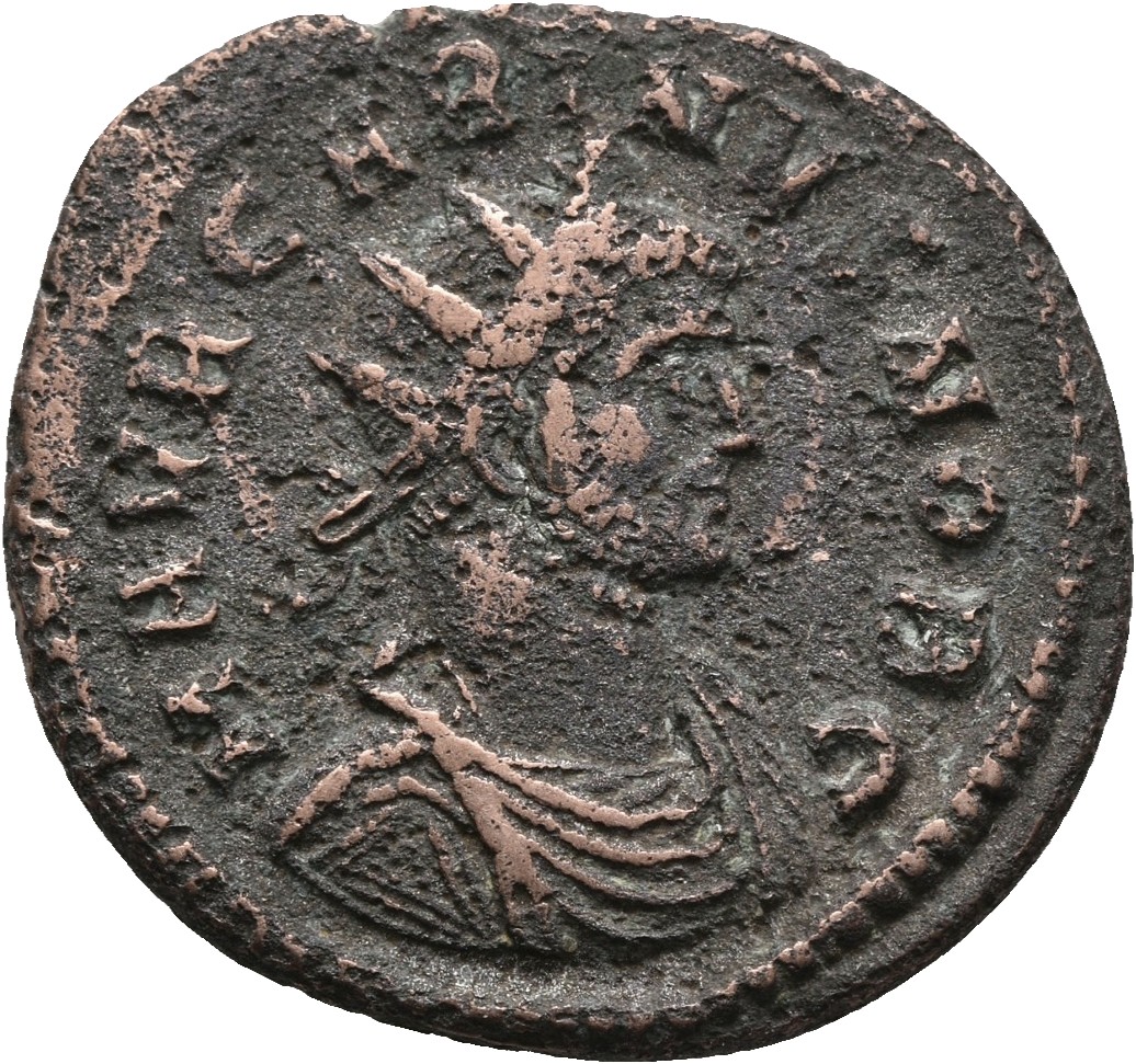 RIC V Carus 177 Carus obverse, Bust of Carinus, radiate, draped, cuirassed, right