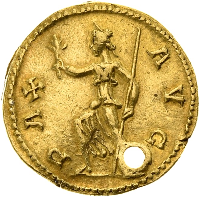 RIC V Carus 2 Carus reverse, Pax, draped, walking left, holding olive-branch in right hand and sceptre in left hand