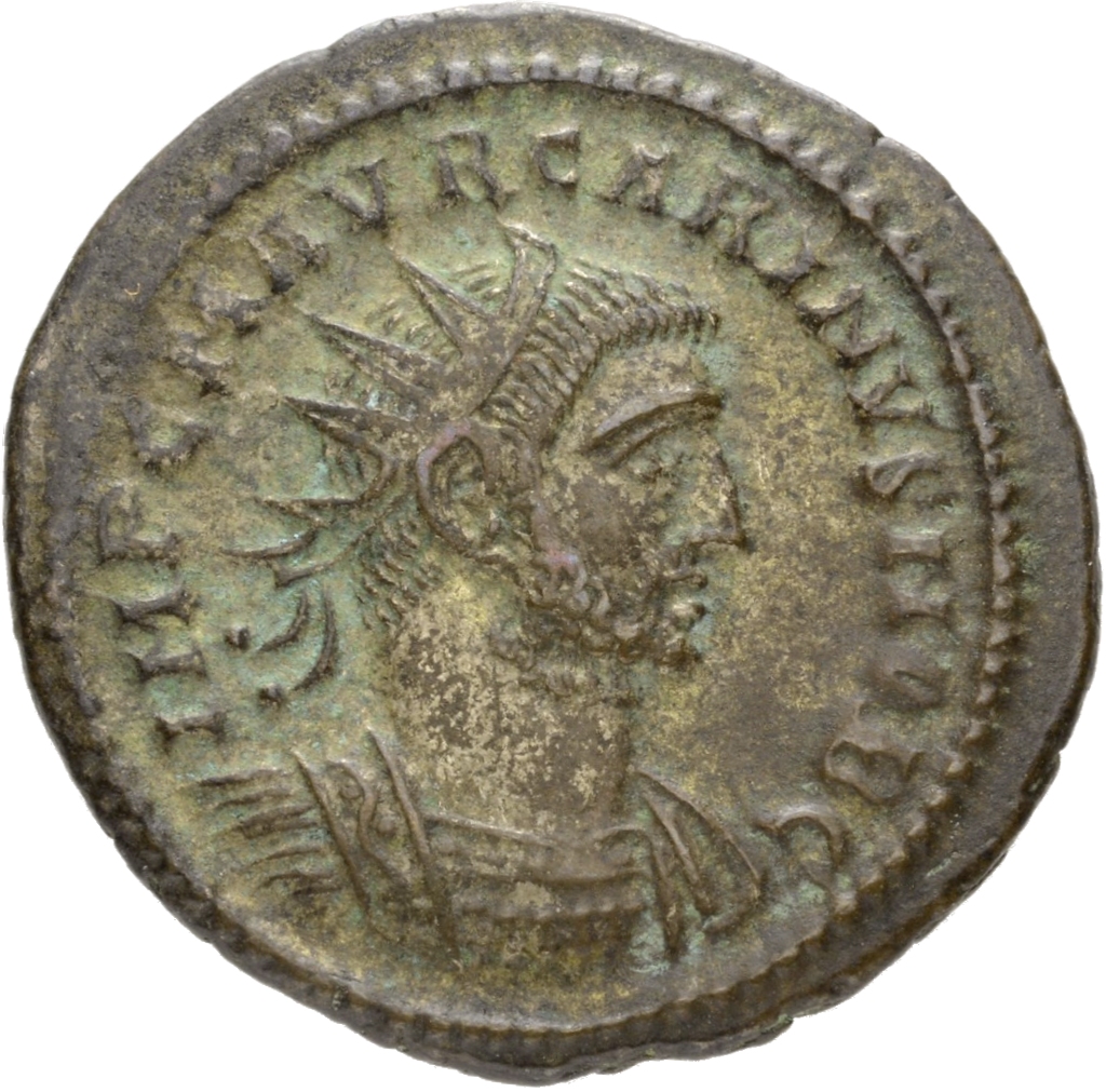 RIC V Carus 209 Carus obverse, Bust of Carinus, radiate, cuirassed, right
