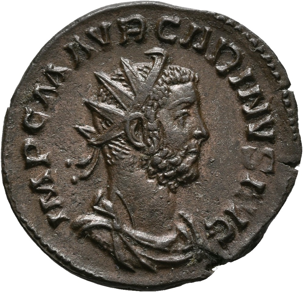 RIC V Carus 212 Carinus obverse, Bust of Carinus, radiate, draped, cuirassed, right, or bust of Carinus, radiate, cuirasse...