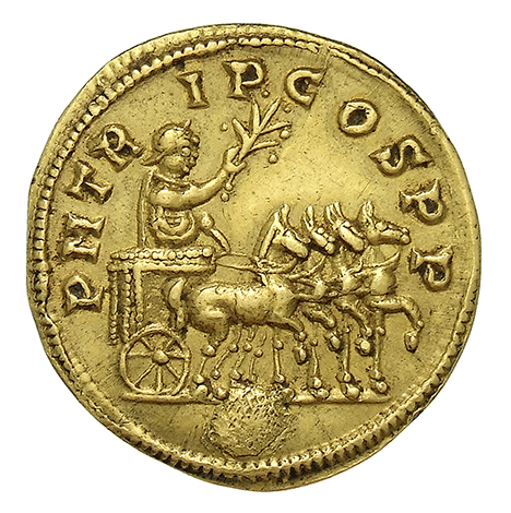 RIC V Carus 226 Carinus reverse, Carinus, draped, standing right in slow quadriga, holding branch in right hand