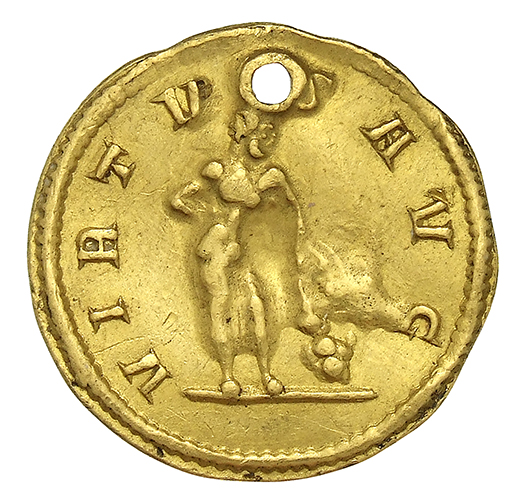 RIC V Carus 233 Carinus reverse, Hercules, standing right, leaning on club with lion's skin on rock