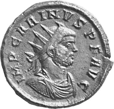 RIC V Carus 295 Carinus obverse, Bust of Carinus, radiate, draped, cuirassed, right
