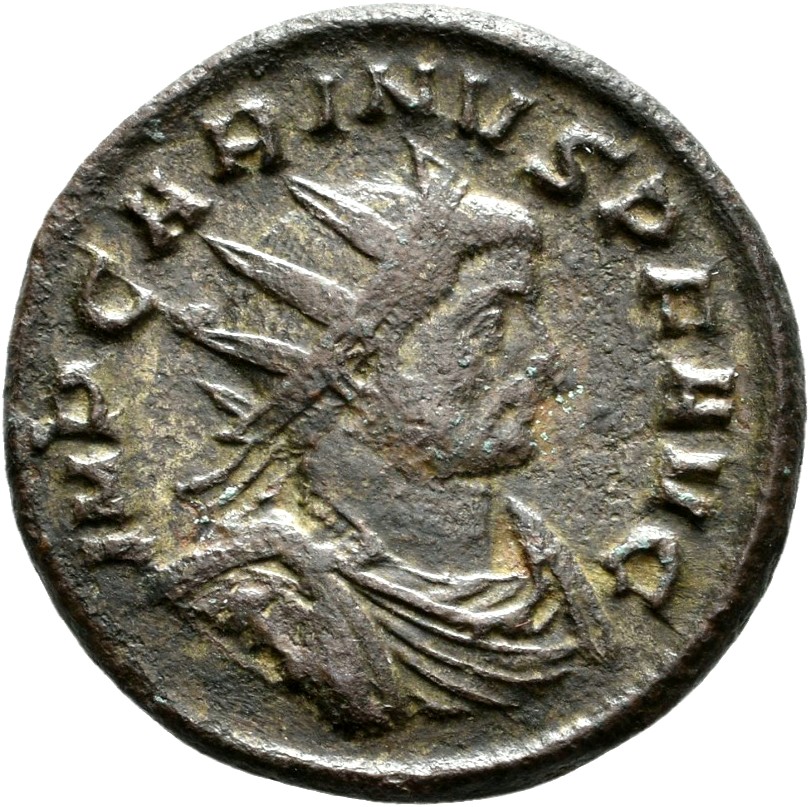 RIC V Carus 295 Carinus obverse — Bust of Carinus, radiate, draped, cuirassed, right