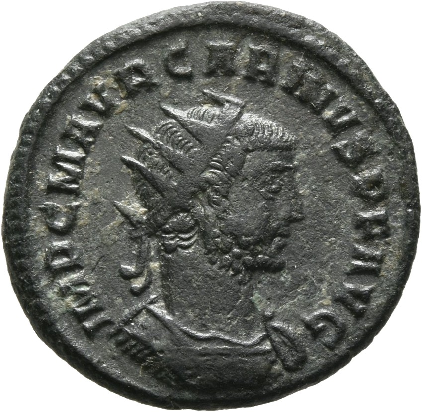 RIC V Carus 327 Carinus obverse, Bust of Carinus, radiate, cuirassed, right