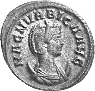 RIC V Carus 343 Carinus obverse, Bust of Magnia Urbica, diademed, draped, right on crescent
