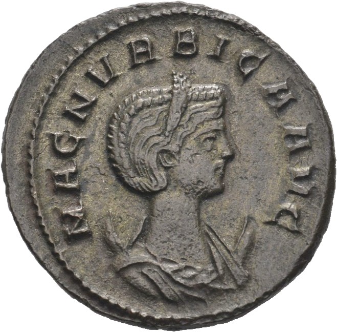 RIC V Carus 343 Carinus obverse — Bust of Magnia Urbica, diademed, draped, right on crescent