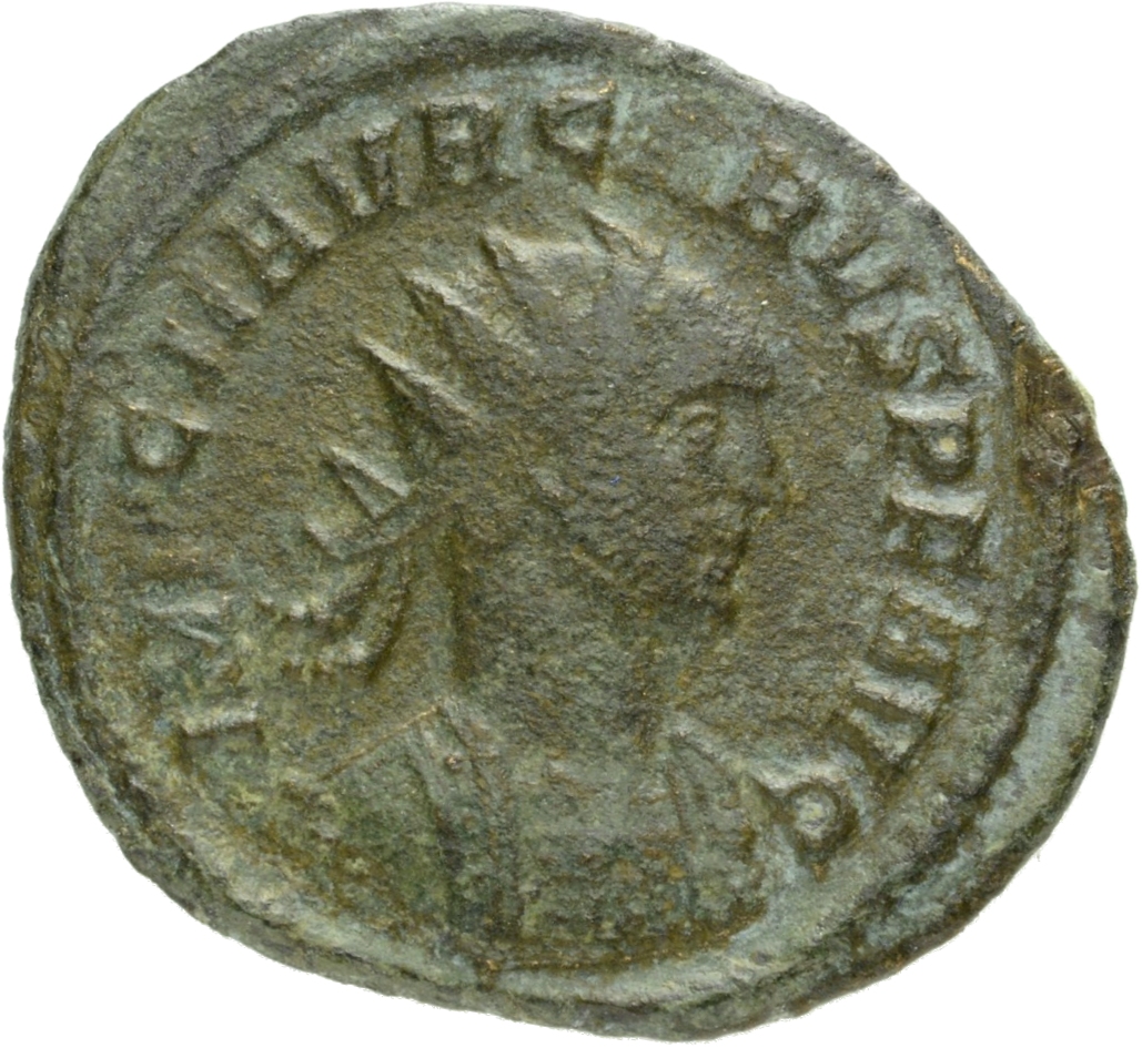 RIC V Carus 35 Carus obverse, Bust of Carus, radiate, cuirassed, right