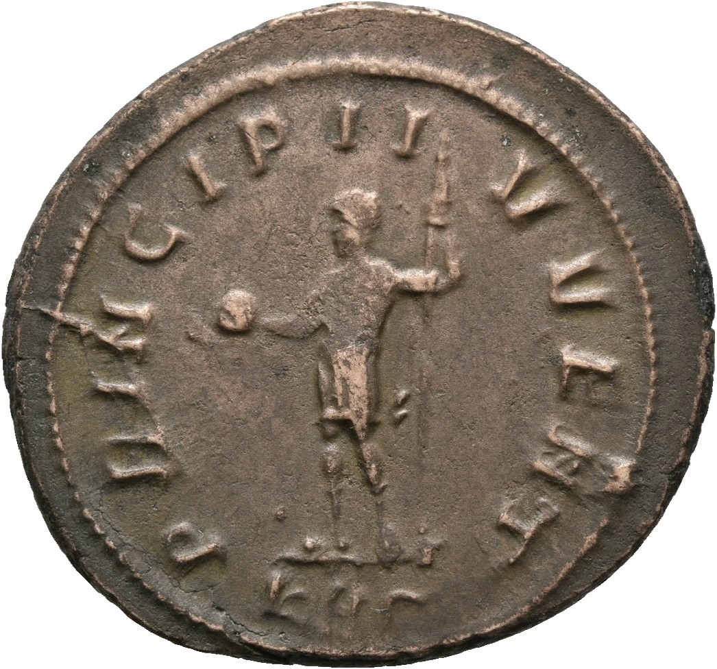 RIC V Carus 360 Carus reverse, Numerian, draped, cuirassed, standing left, holding globe in right hand and sceptre or spea...