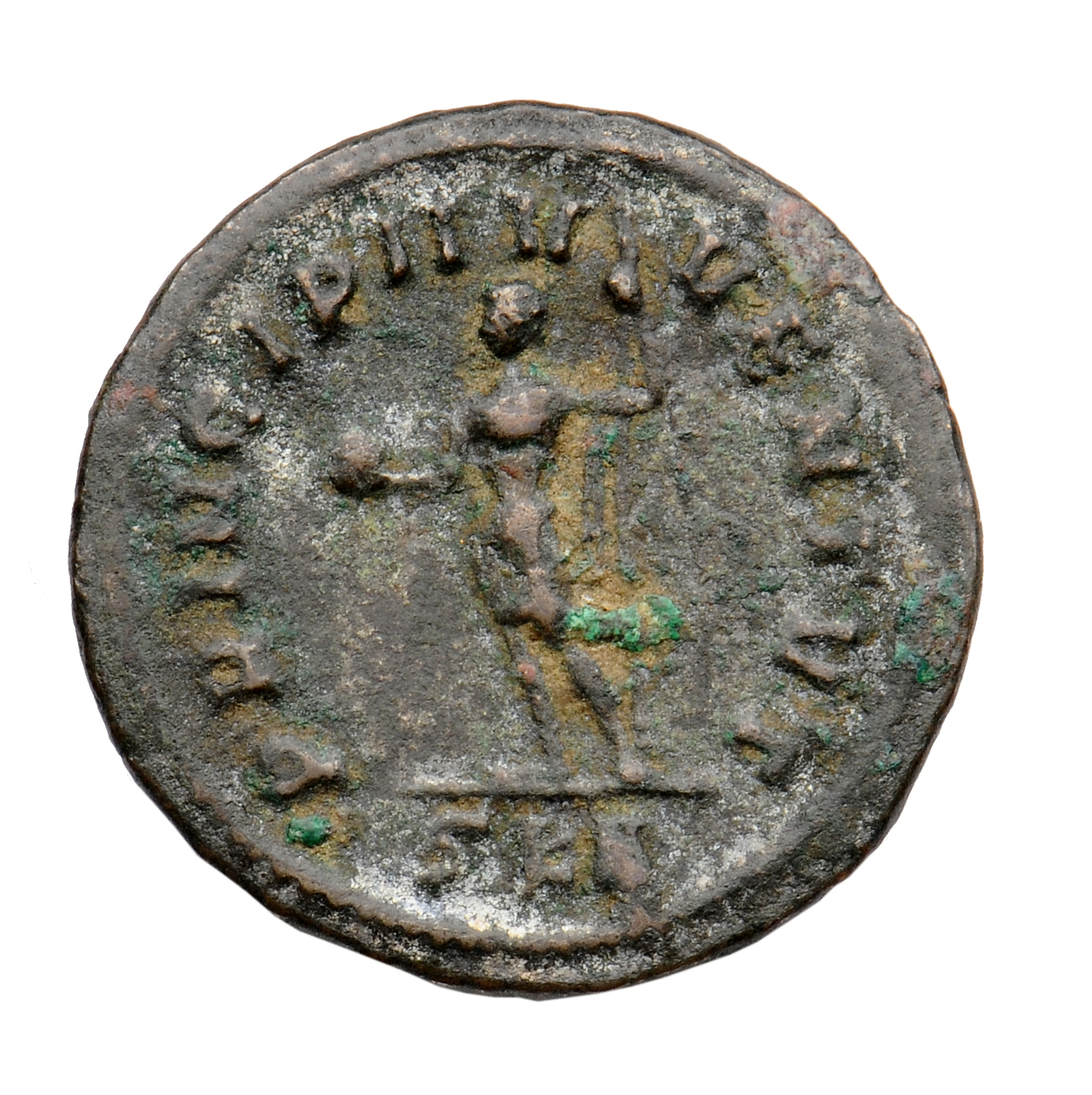 RIC V Carus 363 Carus reverse, Numerian, draped, cuirassed, standing left, holding globe in right hand and sceptre in left...