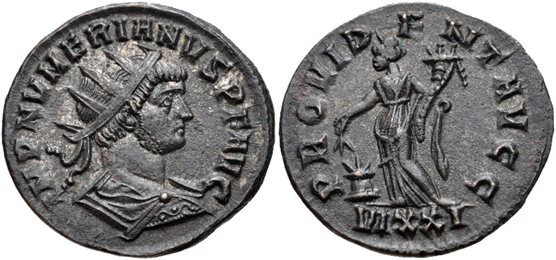 RIC V Carus 447 Carinus obverse — Bust of Numerian, radiate, draped, right, or bust of Numerian, radiate, draped, cuirasse...