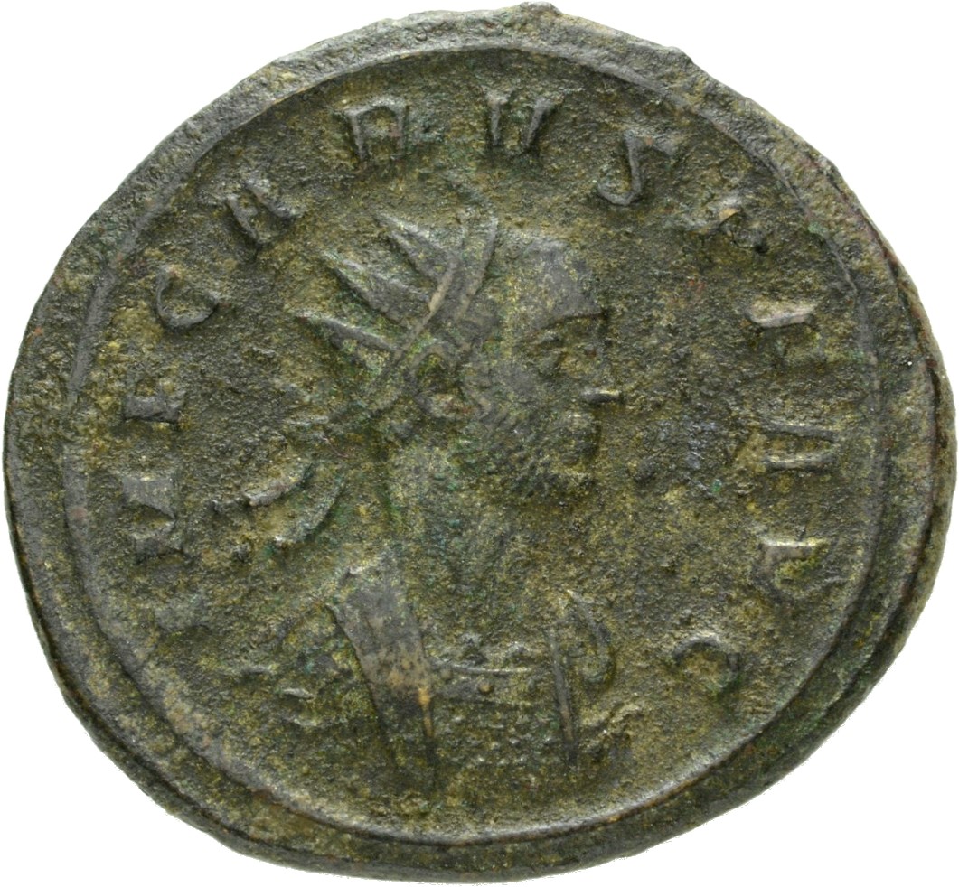 RIC V Carus 46 Carus obverse, Bust of Carus, radiate, cuirassed, right