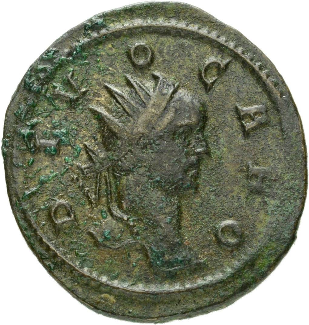 RIC V Carus 47 Carus obverse, Head of Carus, radiate, right