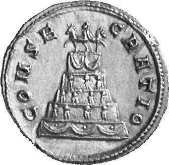 RIC V Carus 471 Carinus reverse, Nigrinian, laid on biga on funeral pyre