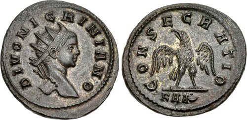 RIC V Carus 472 Carinus obverse, Head of Nigrinian, radiate, right