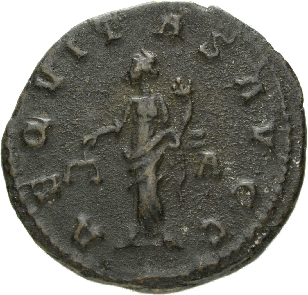 RIC V Carus 8 Carus reverse, Aequitas, draped, standing left, holding scales in right hand and cornucopiae in left hand