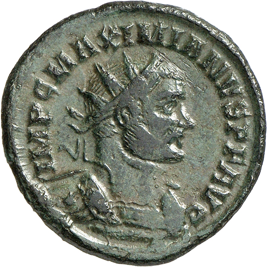 RIC V Carausius issuing for Diocletian/Maximian 34 Carausius obverse, Bust of Maximian, radiate, draped, cuirassed, right,...