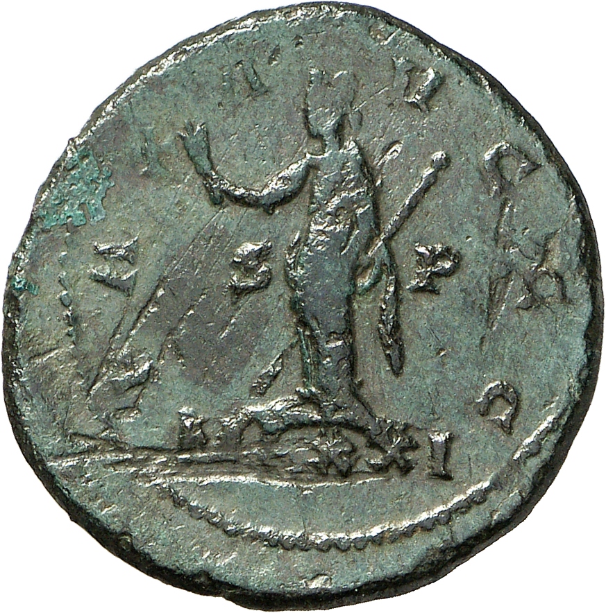 RIC V Carausius issuing for Diocletian/Maximian 34 Carausius reverse, Pax, draped, standing left, holding olive-branch in ...