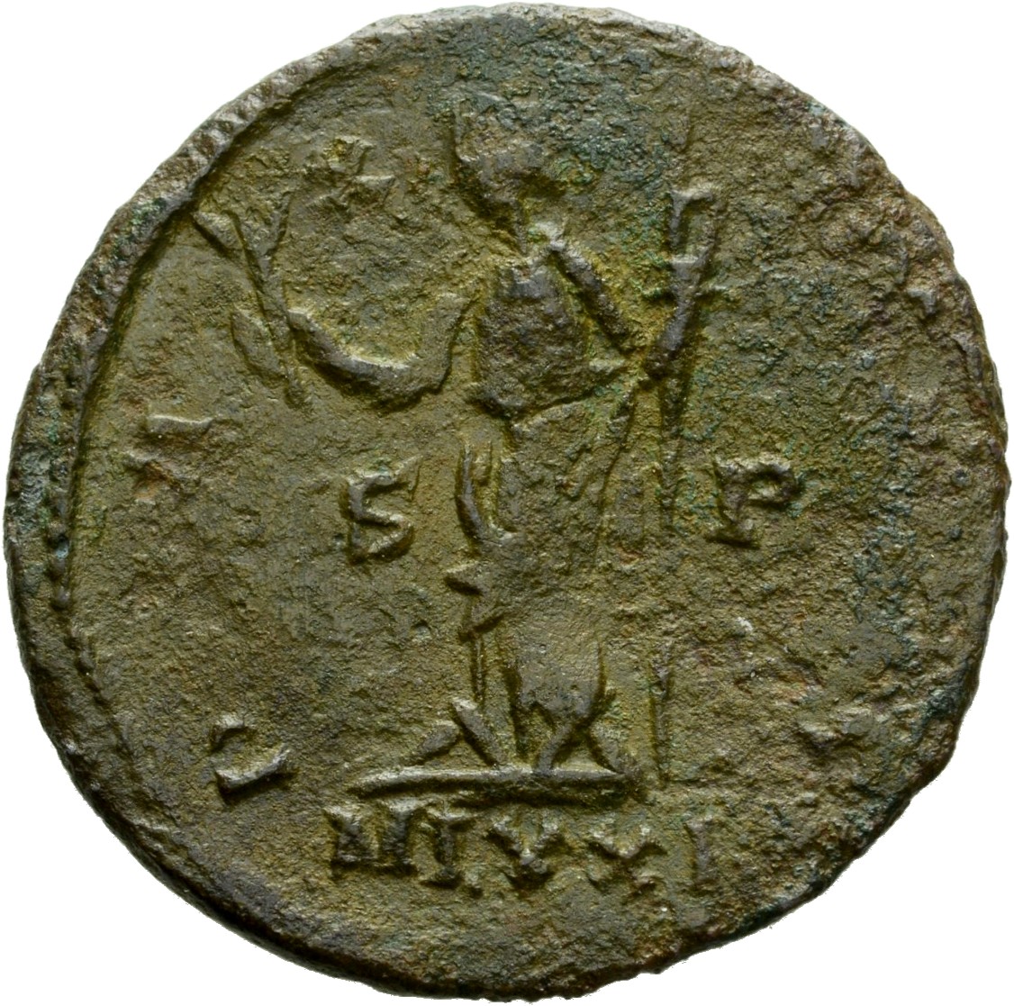 RIC V Carausius 118 Carausius reverse, Pax, draped, standing left, holding olive-branch in right hand and transverse scept...