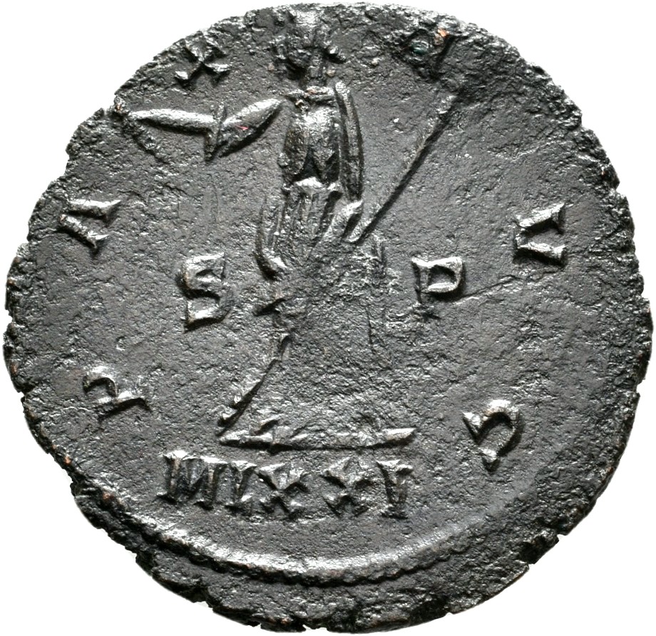 RIC V Carausius 118 Carausius reverse — Pax, draped, standing left, holding olive-branch in right hand and transverse scep...