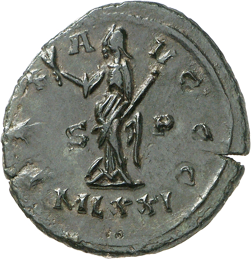 RIC V Carausius 143 Carausius reverse, Pax, draped, standing left, holding olive-branch in right hand and transverse scept...