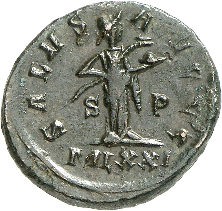 RIC V Carausius 164 Carausius reverse, Salus, draped, standing right, feeding snake held in arms