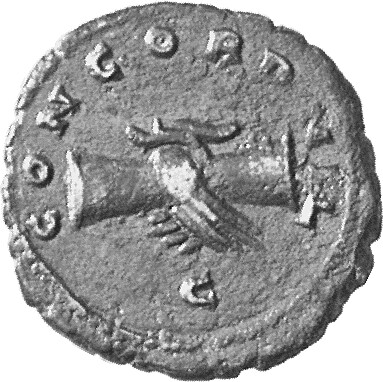 RIC V Carausius 210 Carausius reverse, Clasped hands