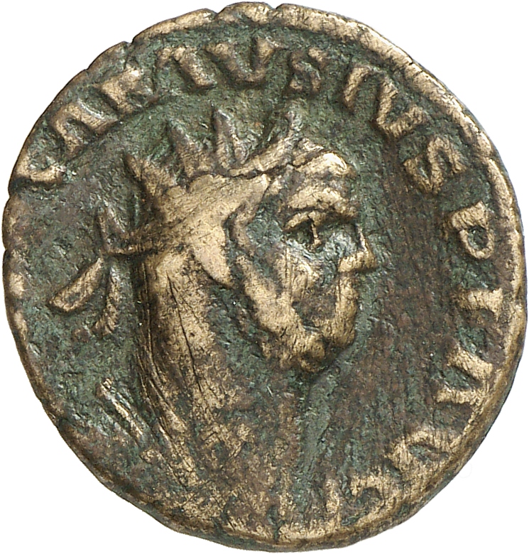 RIC V Carausius 334 Carausius obverse, Bust of Carausius, radiate, draped, right, or bust of Carausius, radiate, draped, c...