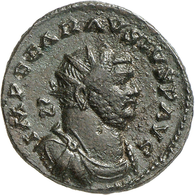 RIC V Carausius 343 Carausius obverse, Bust of Carausius, radiate, draped, cuirassed, right
