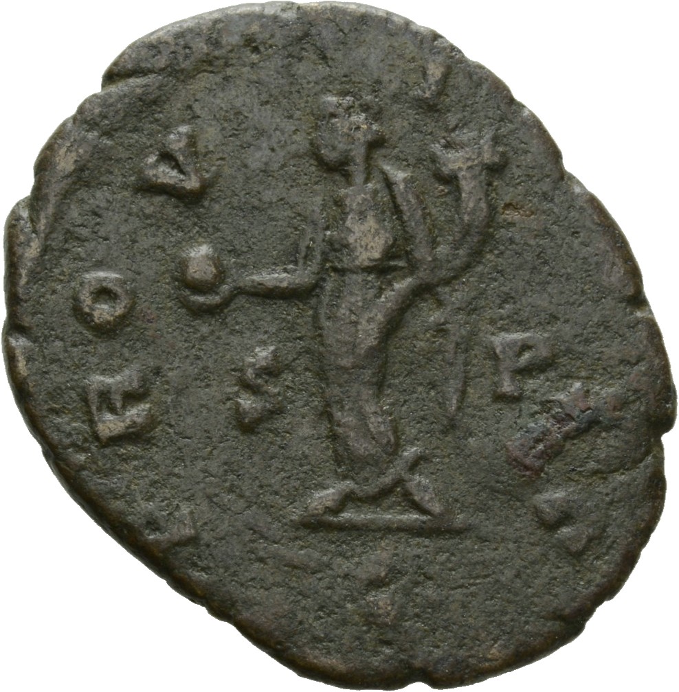 RIC V Carausius 367 Carausius reverse, Providentia, draped, standing left, holding globe in right hand and cornucopiae in ...