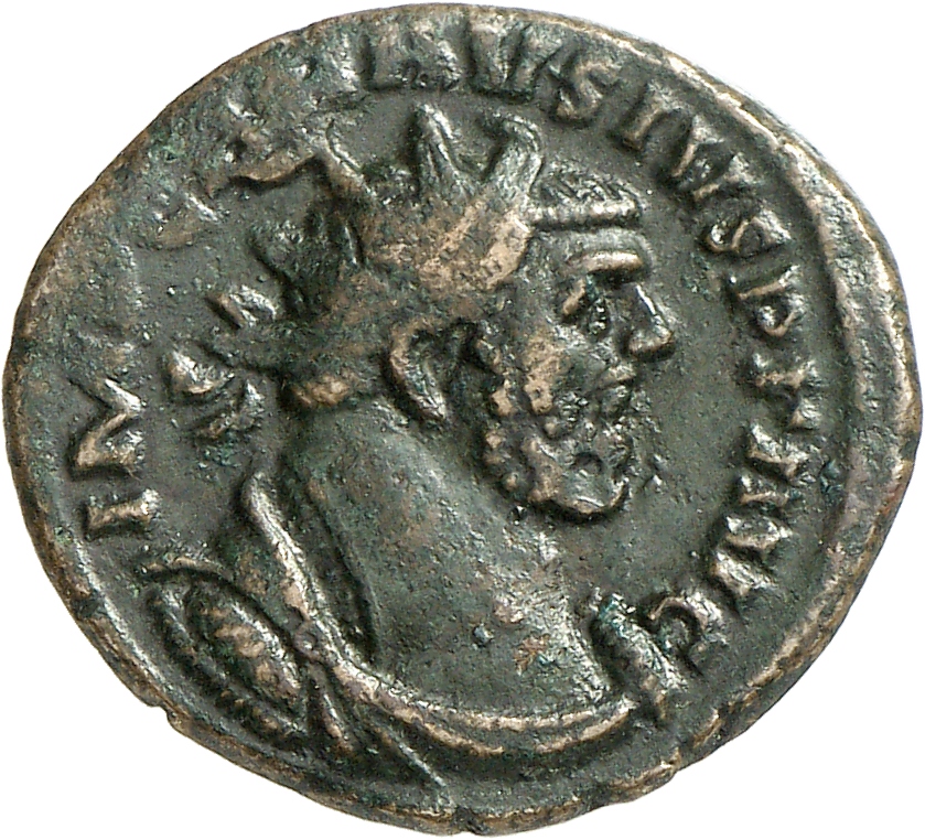 RIC V Carausius 58 Carausius obverse, Bust of Carausius, radiate, draped, right, or bust of Carausius, radiate, draped, cu...