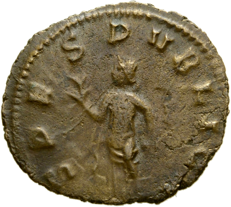 RIC V Claudius Gothicus 102 Claudius II Gothicus reverse, Spes, draped, walking left, holding flower in right hand and rai...