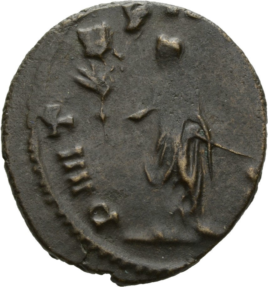 RIC V Claudius Gothicus 11 Claudius II Gothicus reverse, Claudius Gothicus, standing left, holding branch in right hand an...