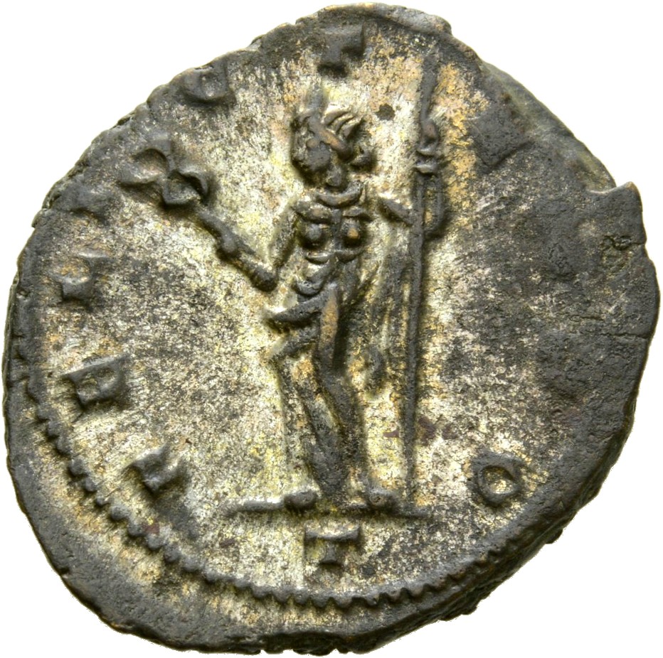 RIC V Claudius Gothicus 145 Claudius II Gothicus reverse, Felicitas, draped, standing left, holding caduceus in right hand...