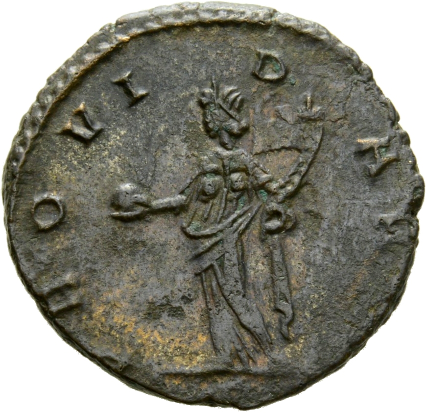 RIC V Claudius Gothicus 162 Claudius II Gothicus reverse, Providentia, draped, standing left, holding globe in right hand ...