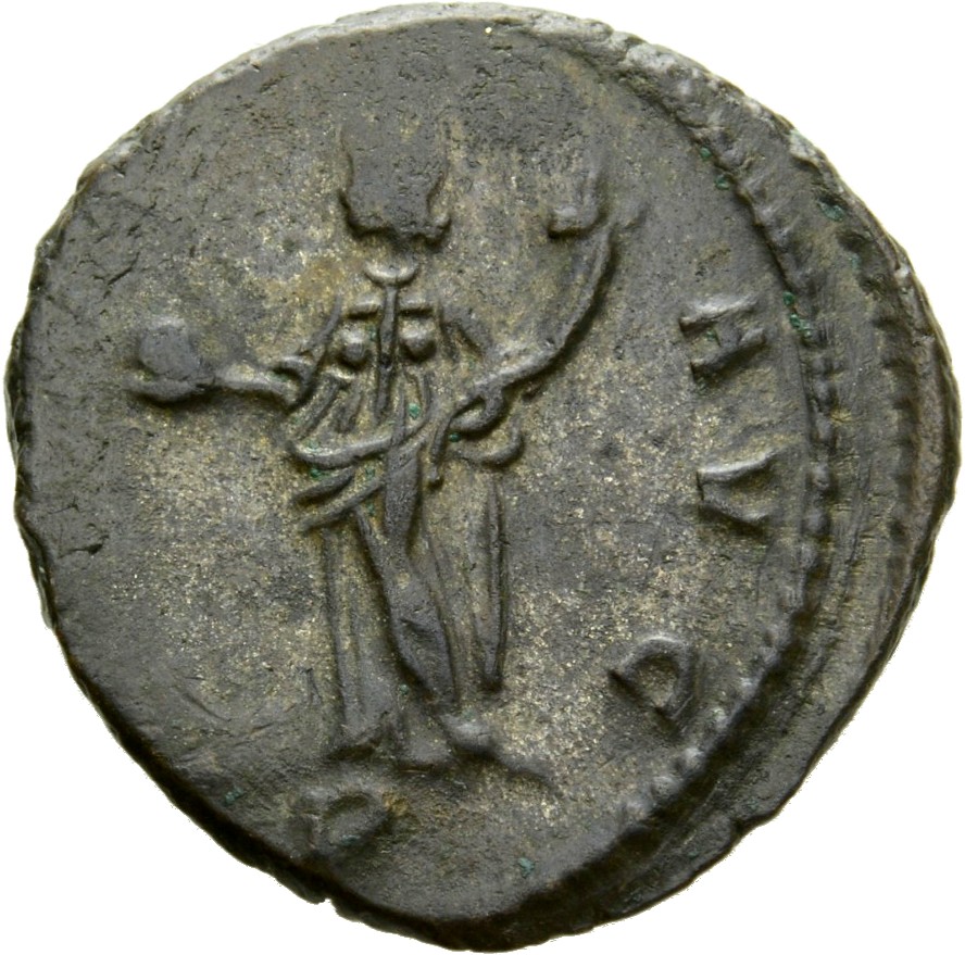 RIC V Claudius Gothicus 162 Claudius II Gothicus reverse — Providentia, draped, standing left, holding globe in right hand...