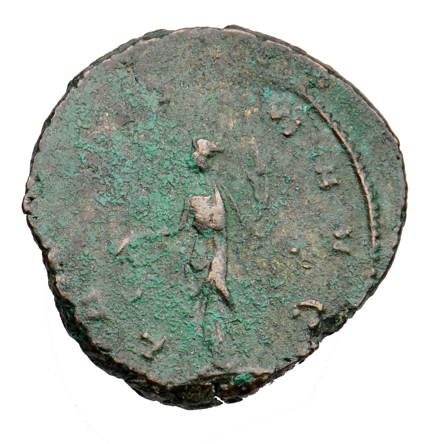 RIC V Claudius Gothicus 181 Claudius II Gothicus reverse, Laetitia, draped, standing left, holding wreath in right hand an...