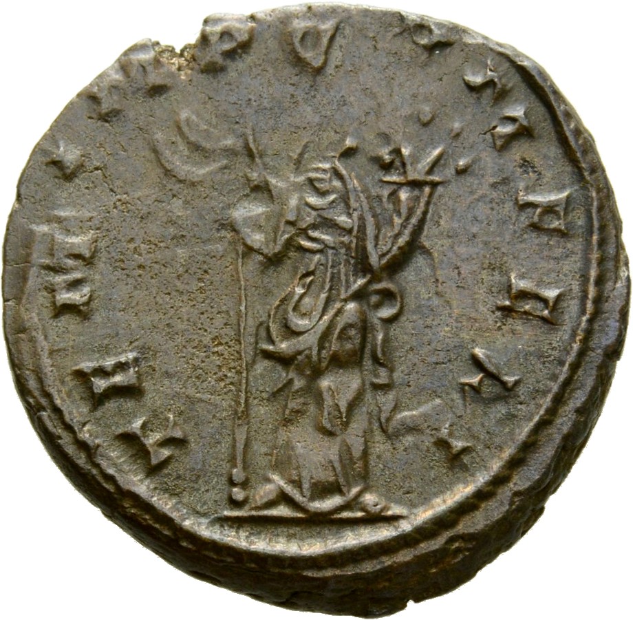 RIC V Claudius Gothicus 192 Claudius II Gothicus reverse, Felicitas, draped, standing left, holding caduceus in right hand...