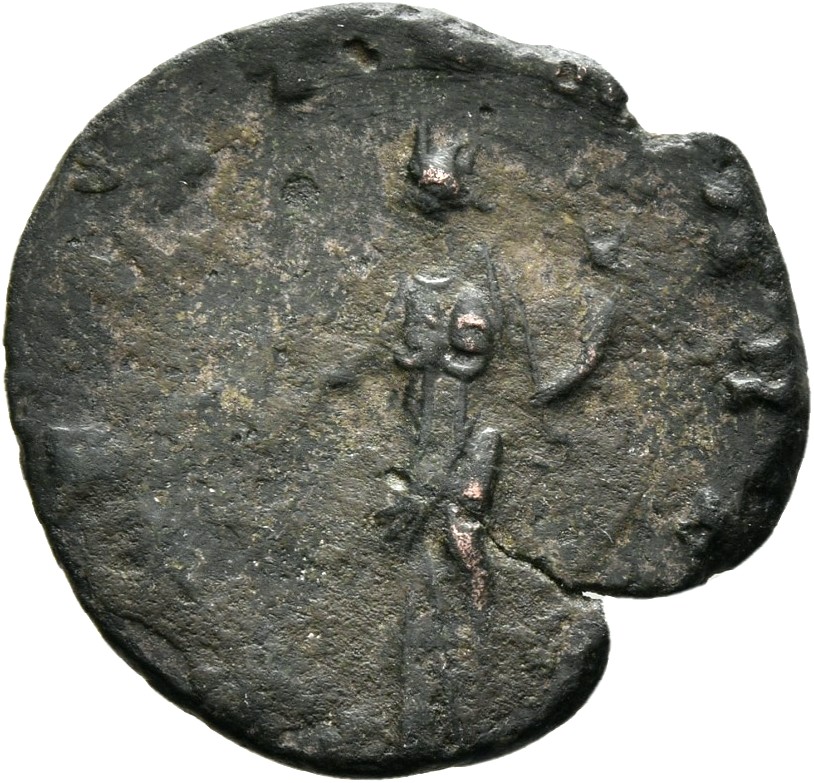 RIC V Claudius Gothicus 193 Claudius II Gothicus reverse — Uberitas, draped, standing left, holding purse or grapes in rig...