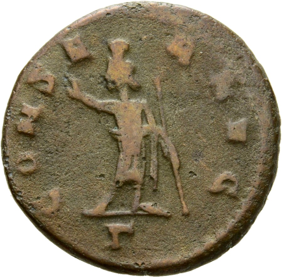 RIC V Claudius Gothicus 201 Claudius II Gothicus reverse, Serapis, wearing polos, draped, standing left, raising right han...